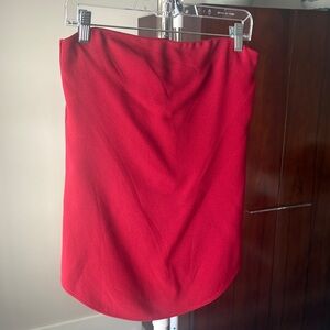 Theory Red crepe strapless top